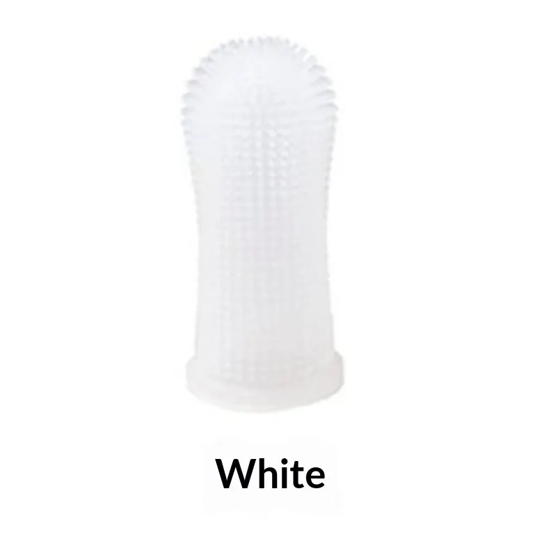 360-degree Silicone Finger Toothbrush For Cross-border Pets, Deep Oral Cleaning Finger Sleeve For Dogs And Cats - White