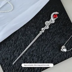 New Versatile Alloy Hairpin Snake-shaped Gem Hair Accessory - Silver Crystal Snake Hairpin - View 1