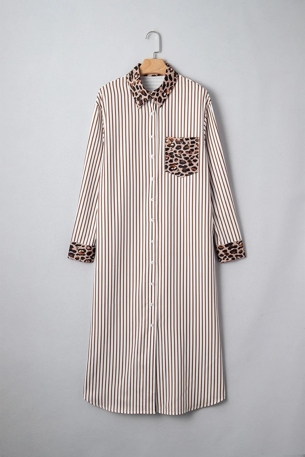 Women's Casual Loose Striped Printed Dress Brown - Shop at LoveMi