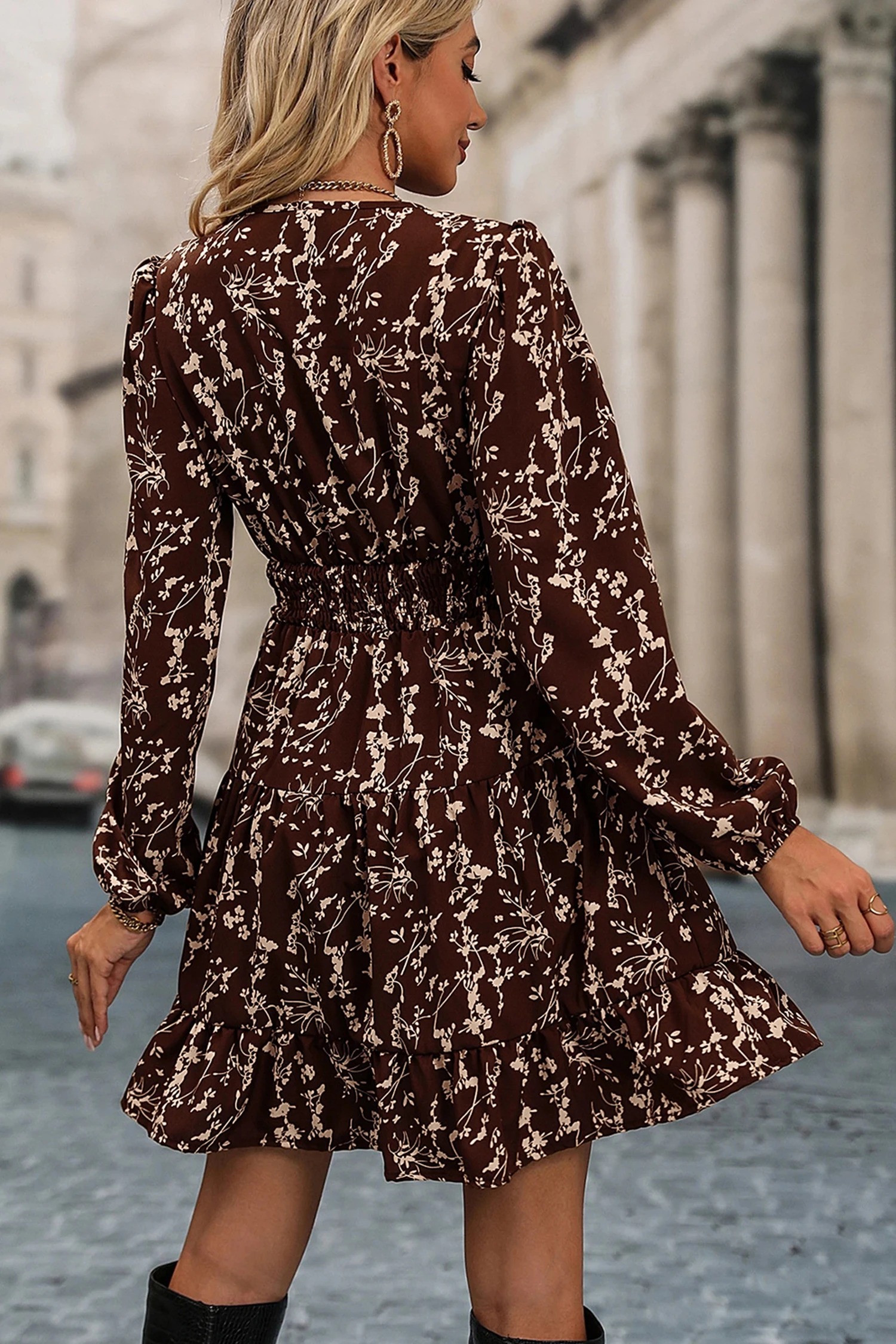 Floral Long-Sleeve Dress, picture 4 of 5