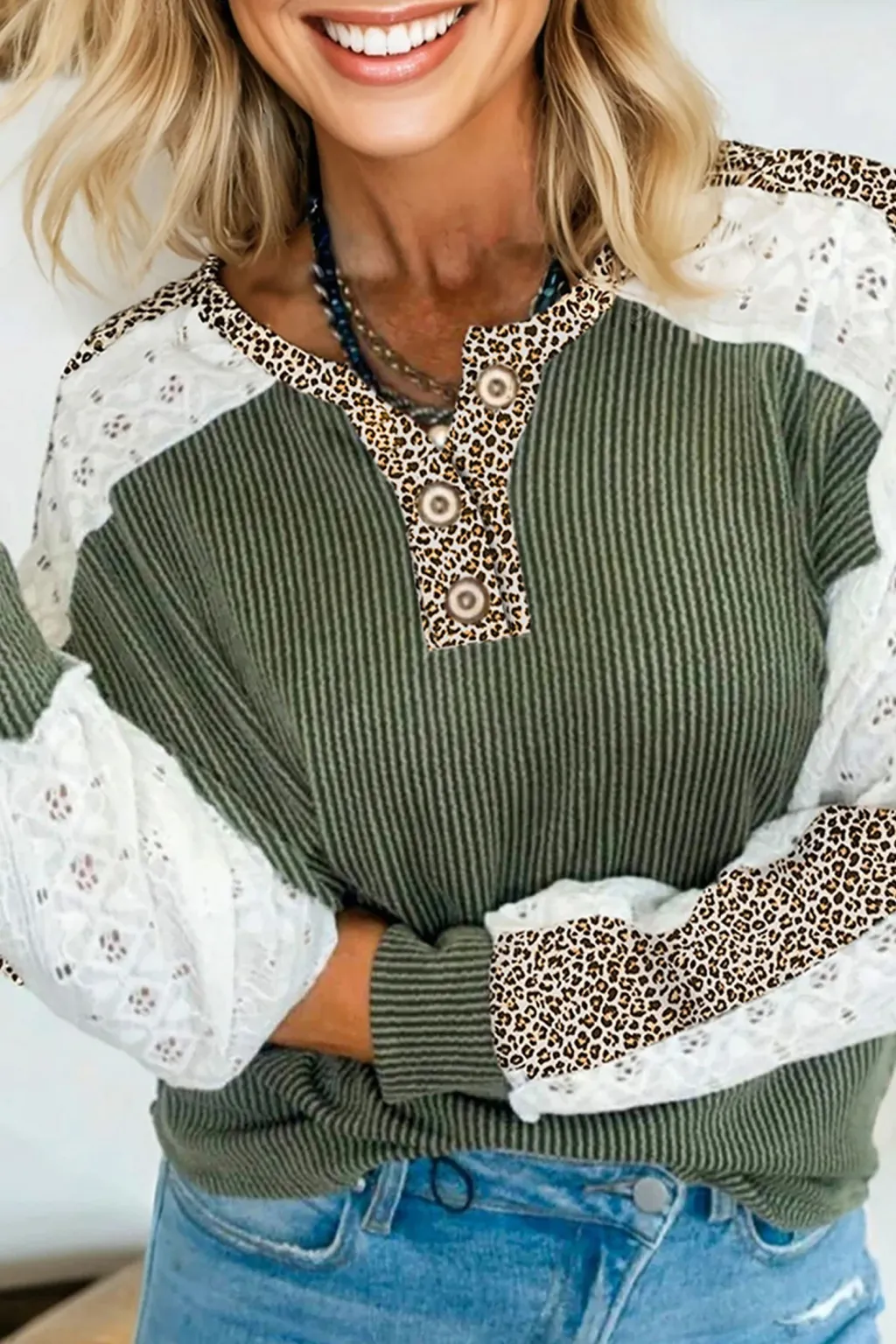 Women's Casual Loose Printed Fashion Long Sleeve Sweatshirt - Green