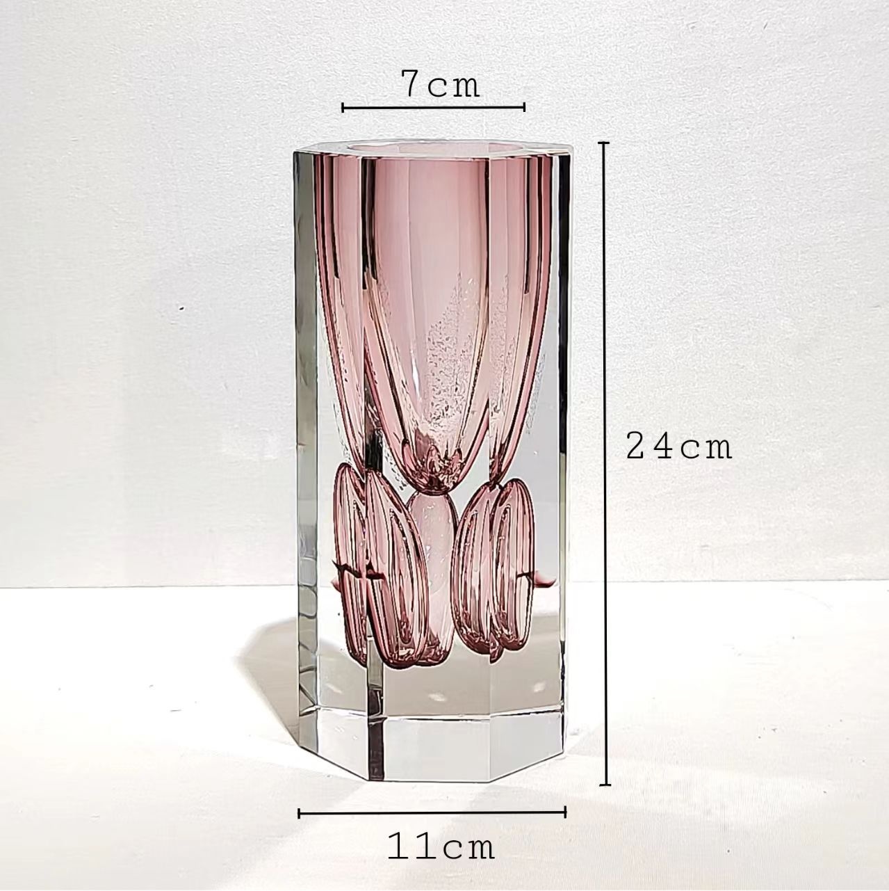 Style: 210124 Style - Modern Minimalist Hand-cut Hexagonal Purple Glass Vase