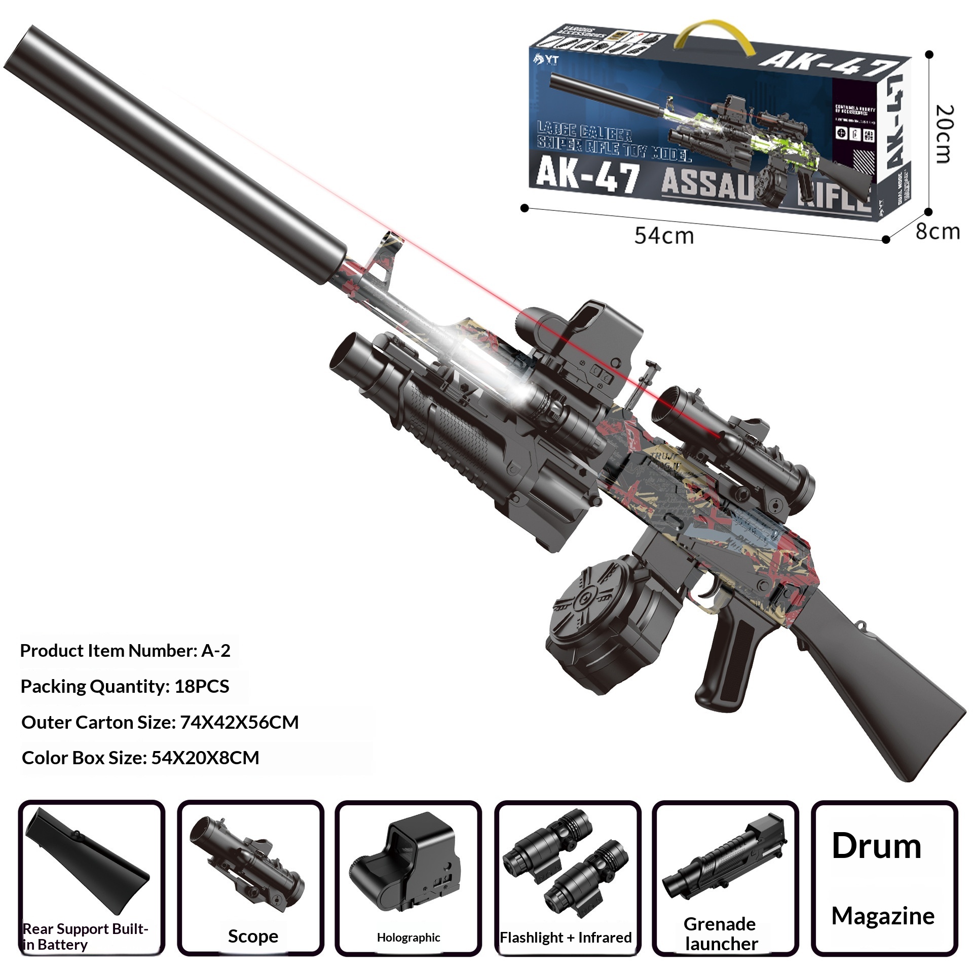 Pistolet Jouet Électrique AK47 — Modèle Automatique Rechargeable USB 1