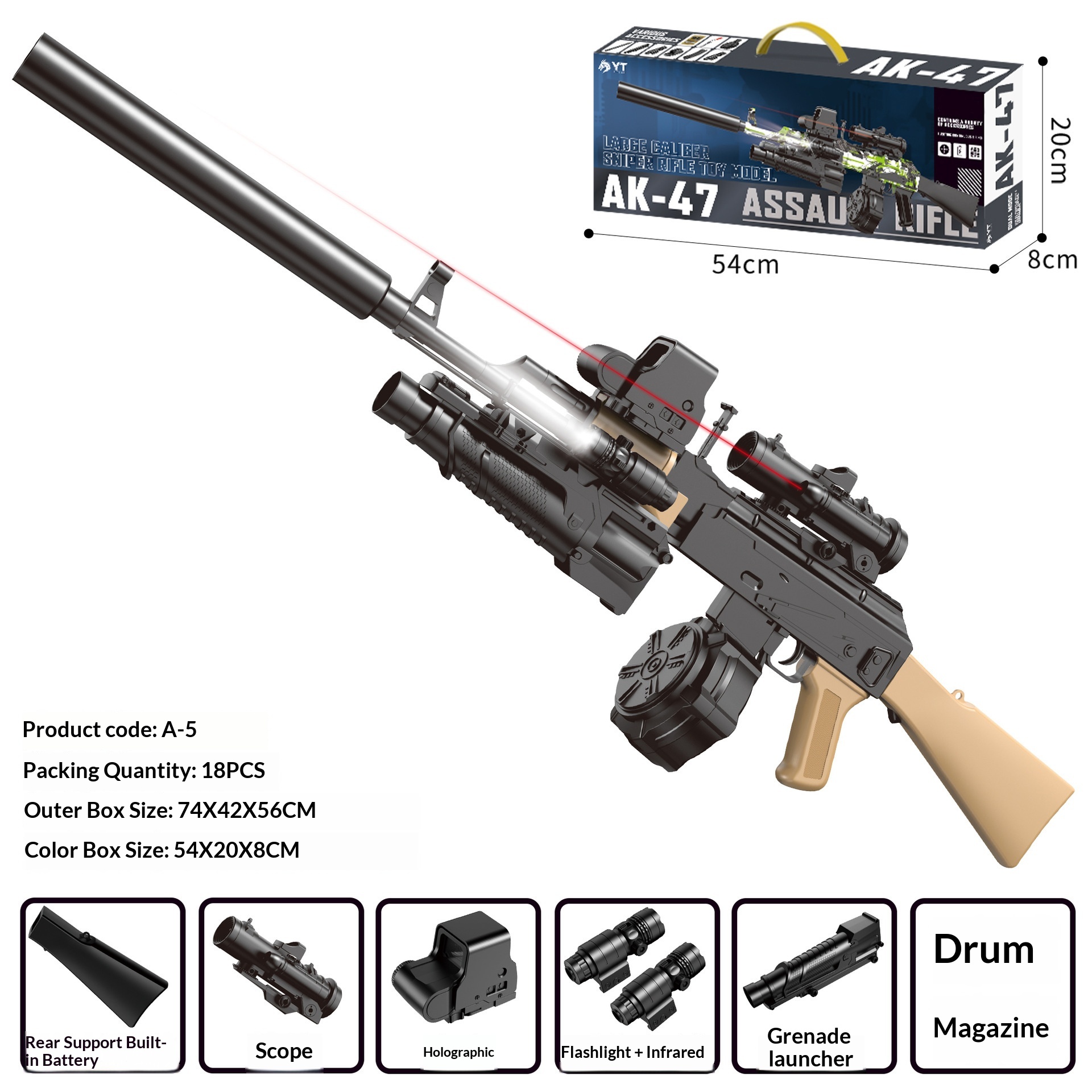 Pistolet Jouet Électrique AK47 — Modèle Automatique Rechargeable USB 4
