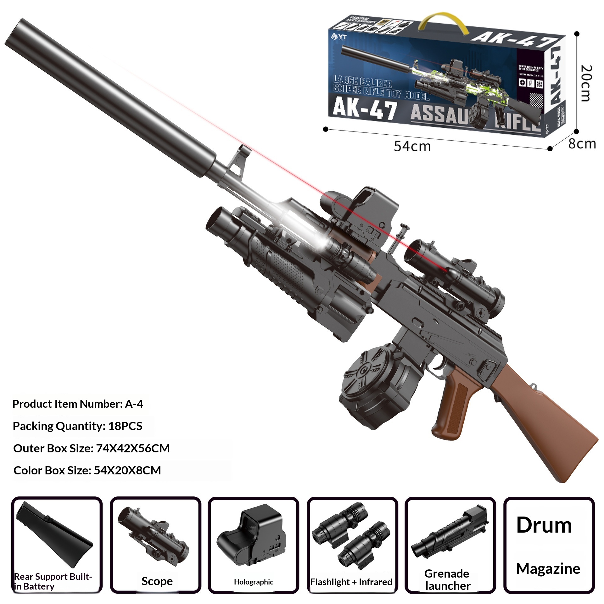 Pistolet Jouet Électrique AK47 — Modèle Automatique Rechargeable USB 9