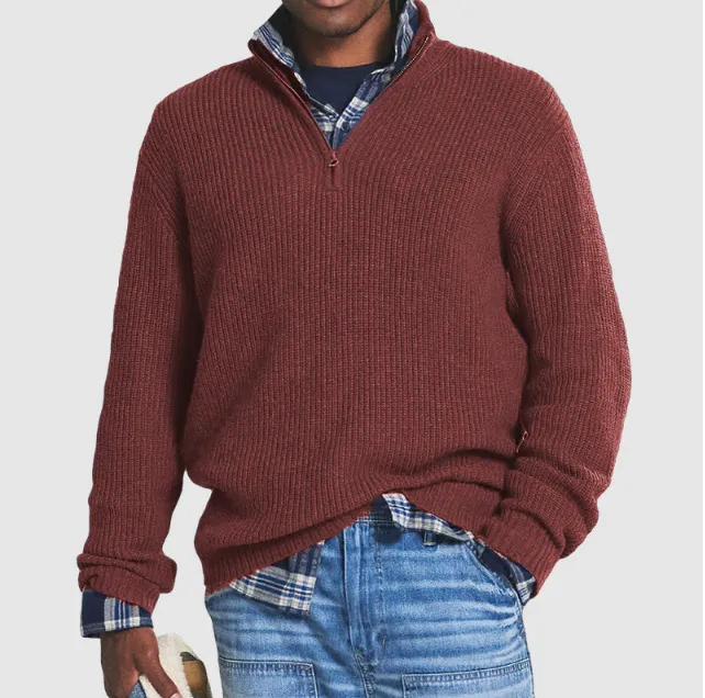 Men's Business Casual Loose Zip Stand Collar