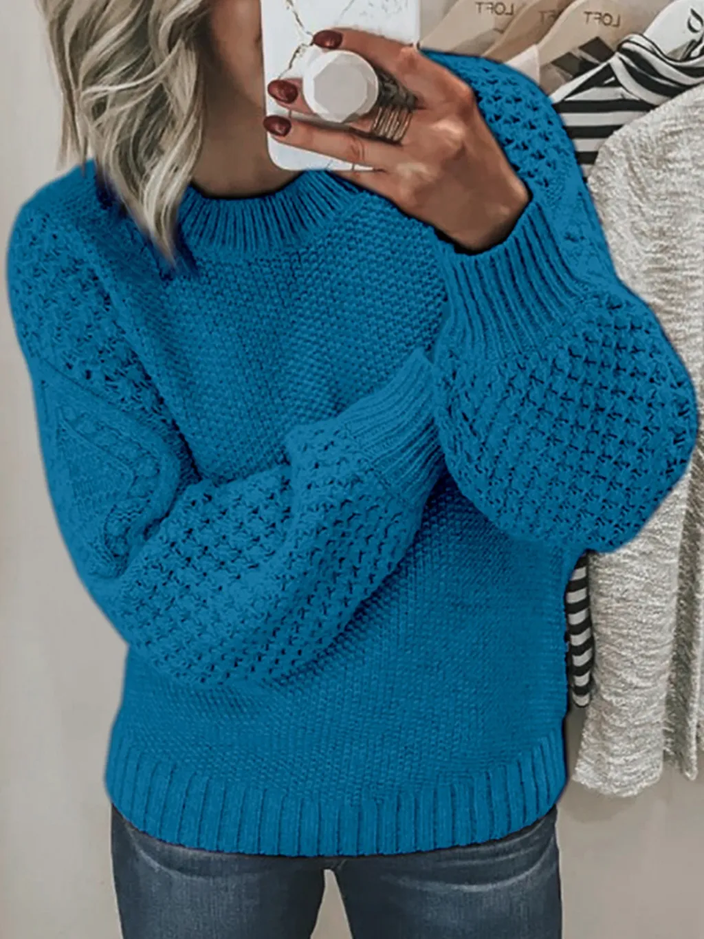 All Match Solid Color Thick Warm Sweater - Peacock Blue