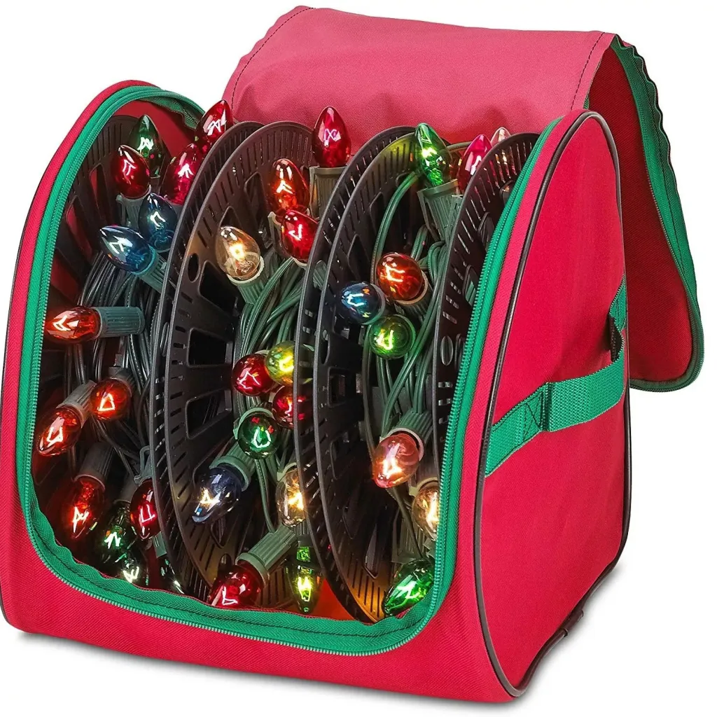 Large Capacity Portable Oxford Cloth Christmas Light Storage Bag - Red