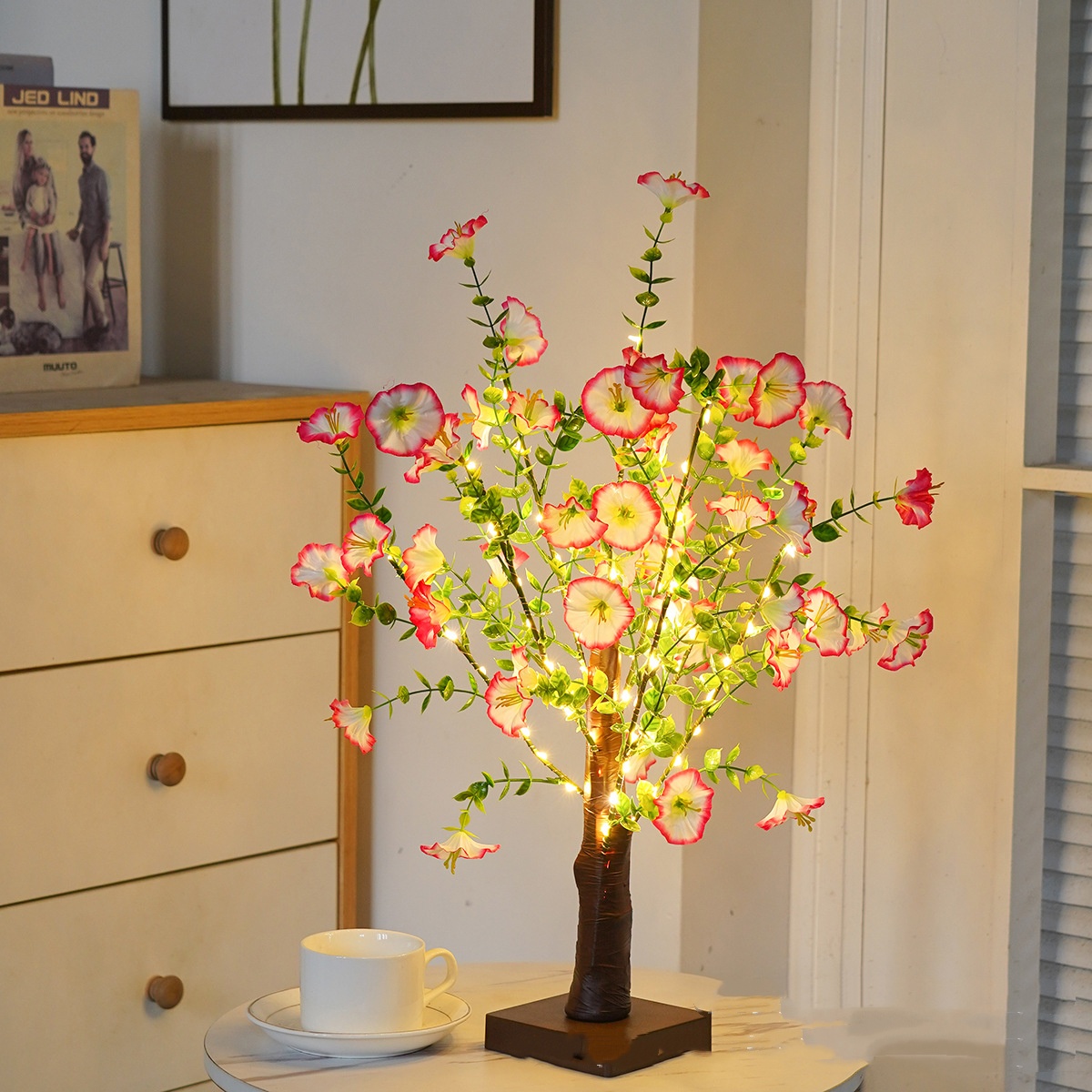 Green Leaf LED Tree Lamp Bedroom Room Decor Table Lamp - Image 7