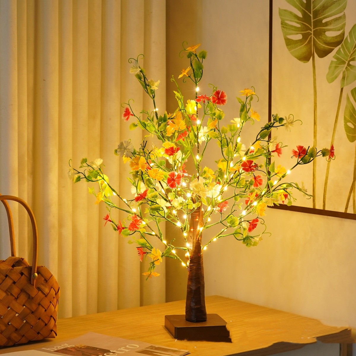 Green Leaf LED Tree Lamp Bedroom Room Decor Table Lamp - Image 2
