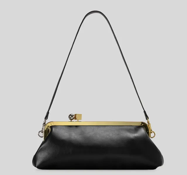 Mirror Baguette High end Spherical Metal Block Clip Bag Black - Shop at LoveMi