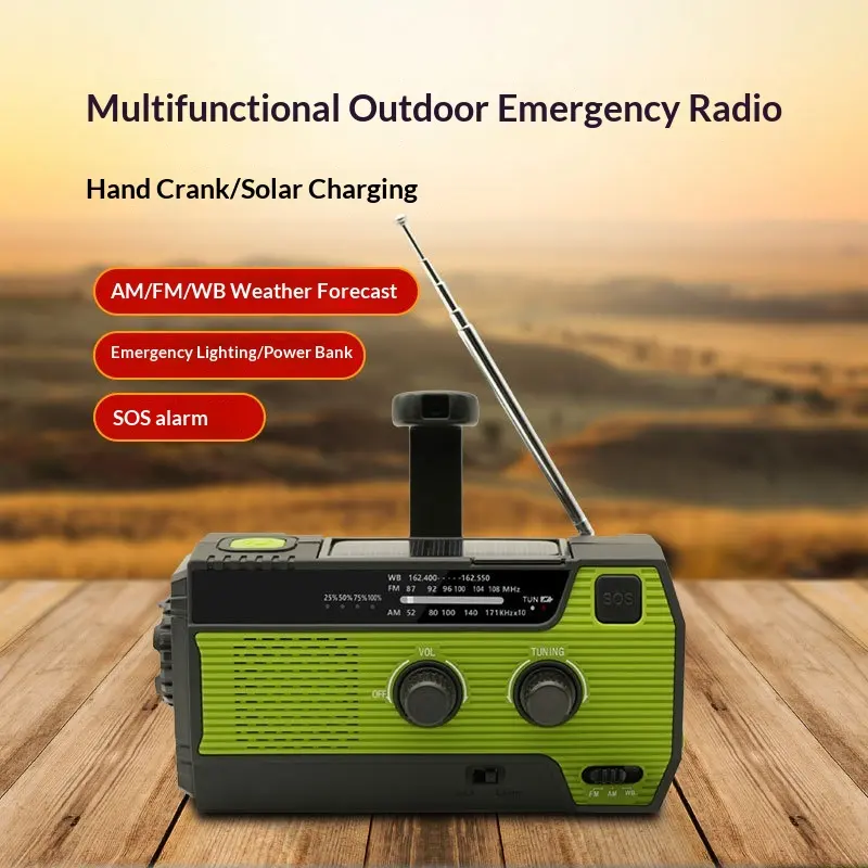 Hand-cranked Multifunctional Emergency Charging Solar Radio Outdoor