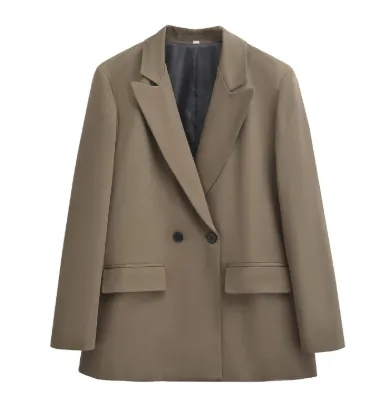 SpringSummer New Women's Double breasted Versatile Blazer Camel - Shop at LoveMi