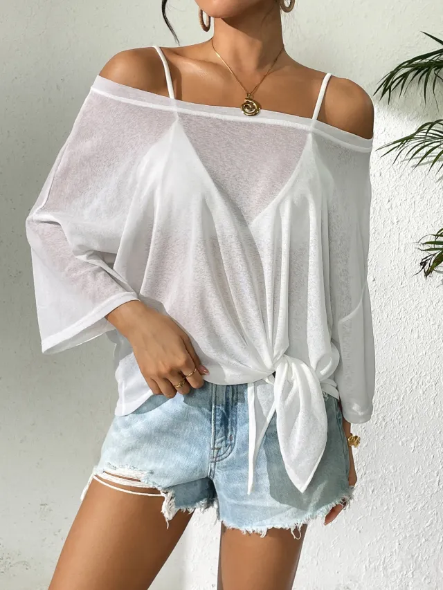 Women's Thin Loose Beach Bikini Cover Up White - Shop at LoveMi