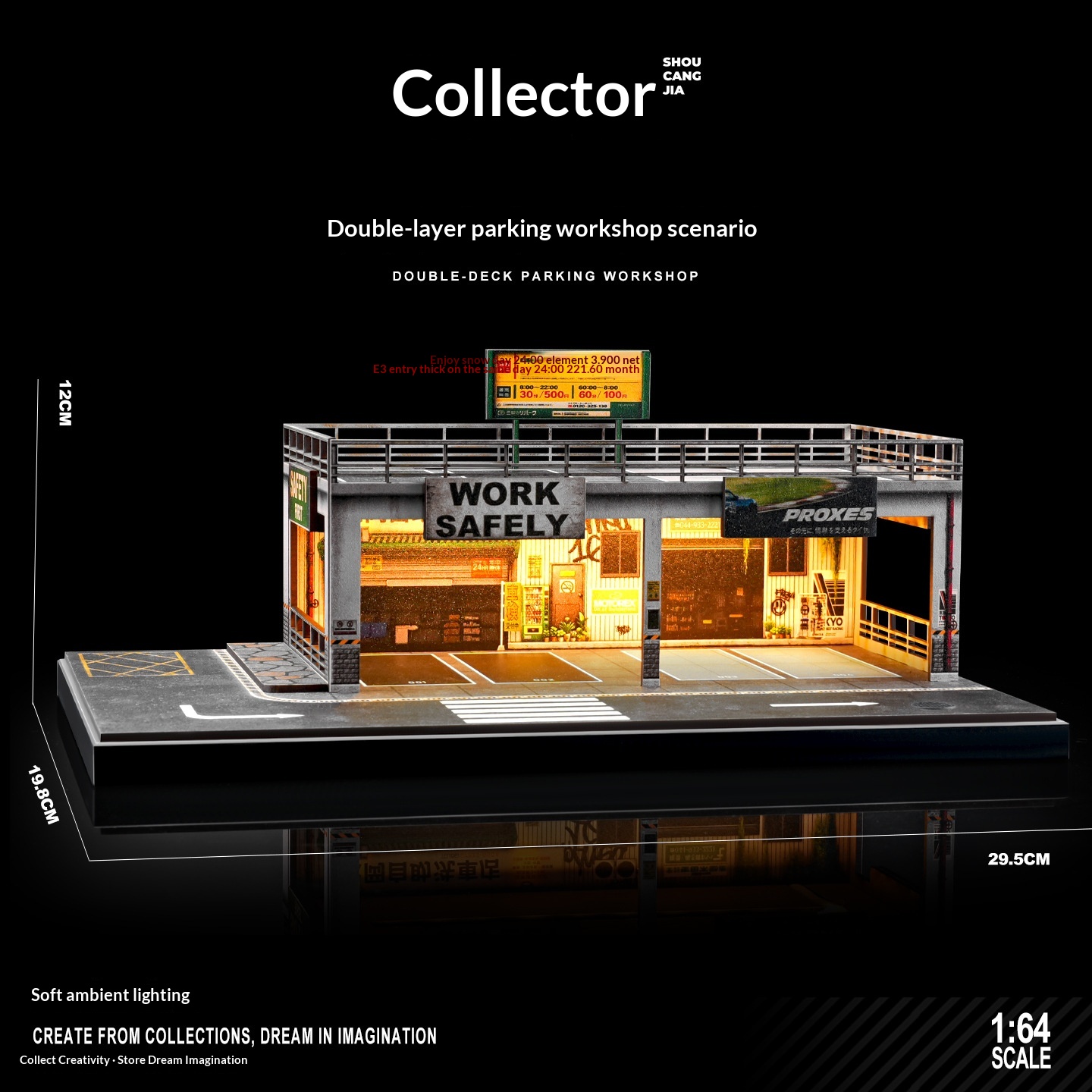 Double-layer Simulation Garage Model With Light Parking Lot Car Display Box Storage Box Scene Ornament