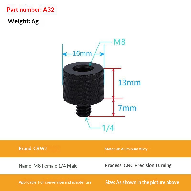 14 To 38 Camera Screw M4 M5 M8 M10 M12 Aluminum Tripod Head Photography Equipment Accessories