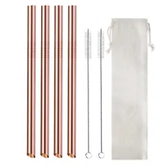 Stainless Steel Angled Straw Drink Milk Tea Cup Set - Rose A Blackbag - View 1