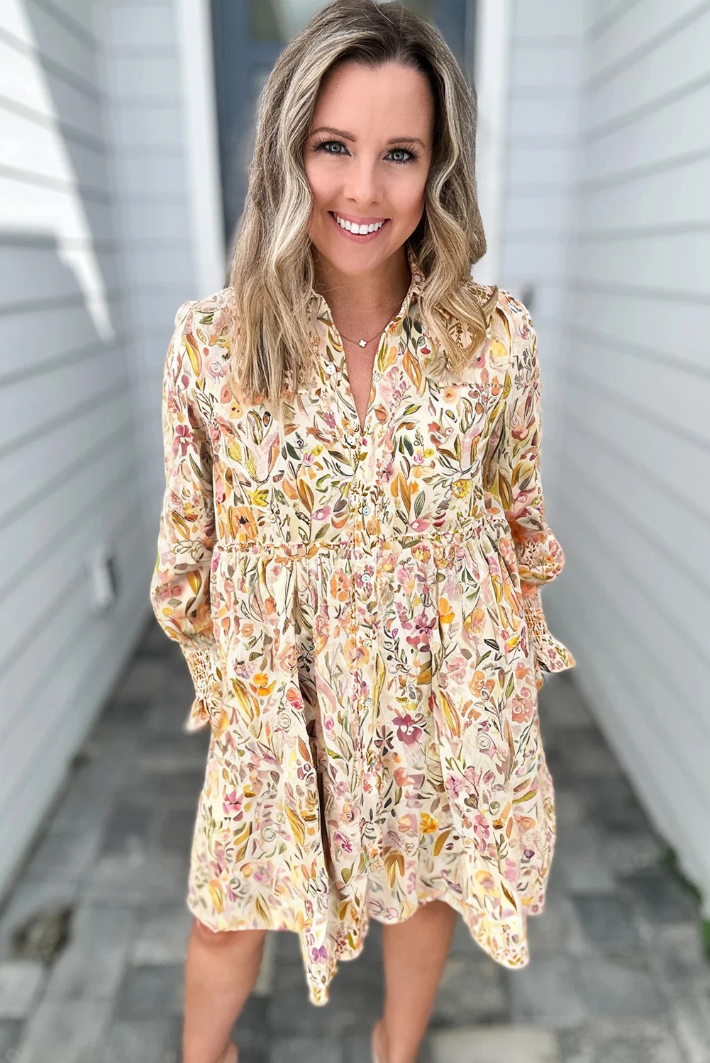 Floral Long-Sleeve Dress, picture 3 of 5