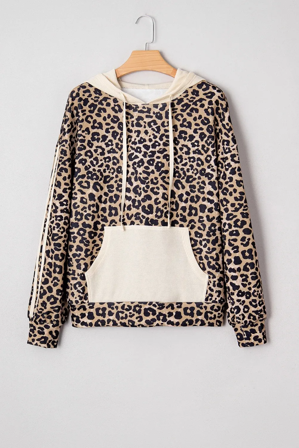 Women's Loose Retro Leopard Print Hooded Sweatshirt - Leopard
