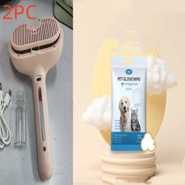 Pet Comb Self Cleaning Pets Hair Remover Brush For Dogs Grooming Tools Dematting Comb Built in Mist Humidifier Pet Products Pink Set1 - Shop at LoveMi