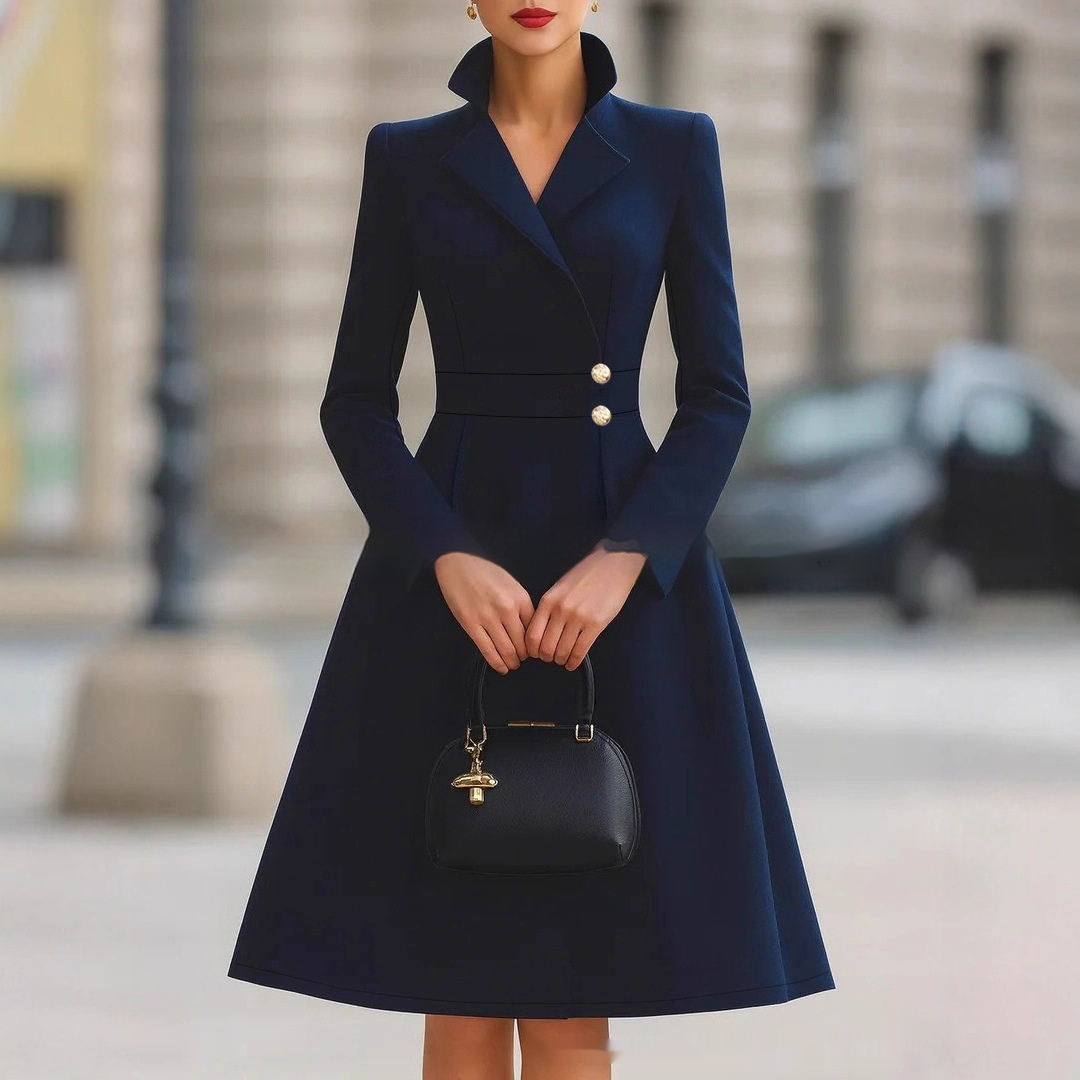 Lady French High-end Elegant Luxury Fashion Slim Pocket Dress