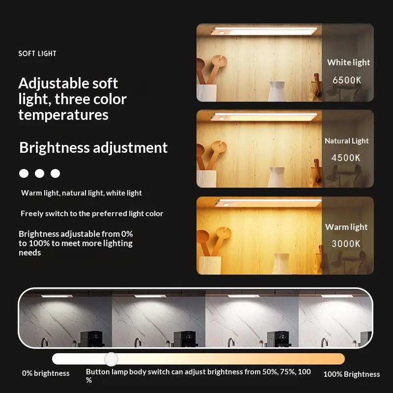 LED Induction Light Cabinet Light Rechargeable No-drilling