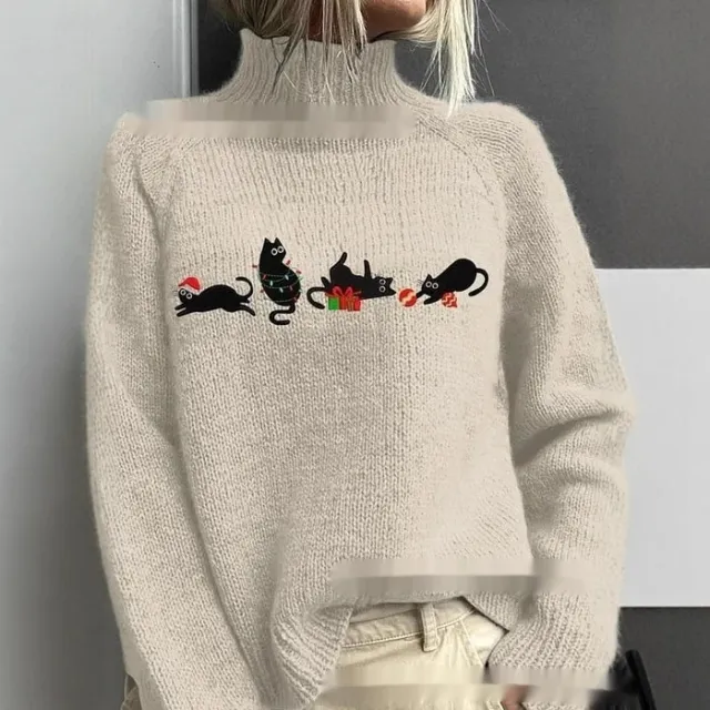 High neck Christmas Lapel Totem Long sleeve Sweater Style 04 - Shop at LoveMi