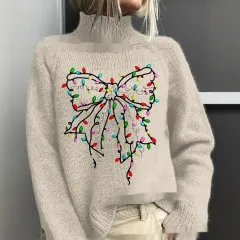 High-neck Christmas Lapel Totem Long-sleeve Sweater - Style 03 - View 1