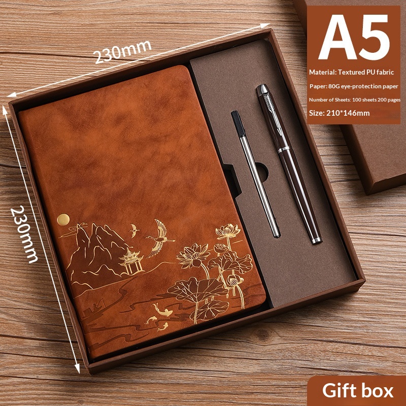 Vintage Chinese Style Business Office Stationery A5 Notebook Gift Box Set - Image 7