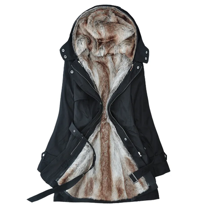 Casual Ladies Basic Coat jaqueta feminina jacket Warm Long Sleeve women parkas cotton Women Winter Jacket - Black 2