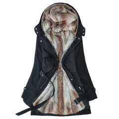 Casual Ladies Basic Coat jaqueta feminina jacket Warm Long Sleeve women parkas cotton Women Winter Jacket - Black 2 - View 1