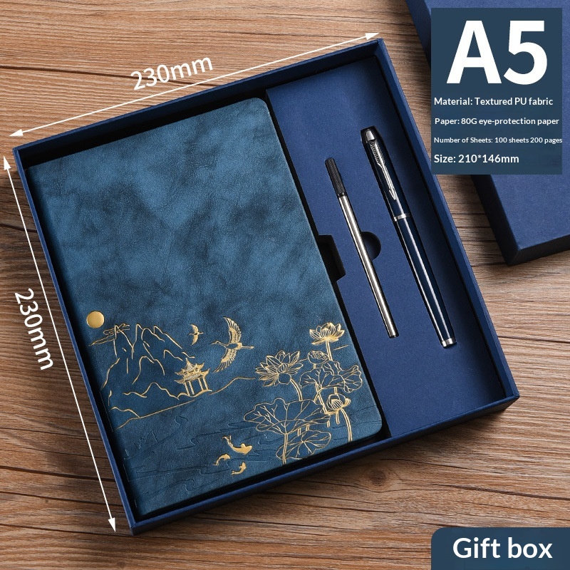 Vintage Chinese Style Business Office Stationery A5 Notebook Gift Box Set - Image 8