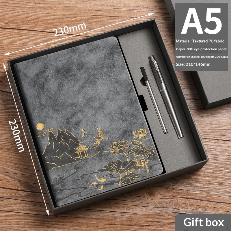 Vintage Chinese Style Business Office Stationery A5 Notebook Gift Box Set - Image 9