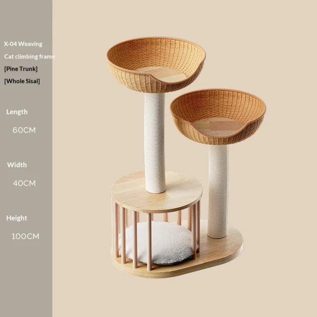 Solid Wood Cat Climbing Frame, Cat Tree, And Cat Bed All in one Straight Pine Trunk - Shop at LoveMi