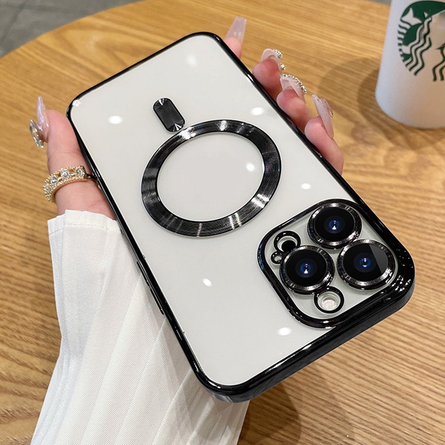 Magnetic Phone Case With Electroplated Transparent Lens Cover - Image 2