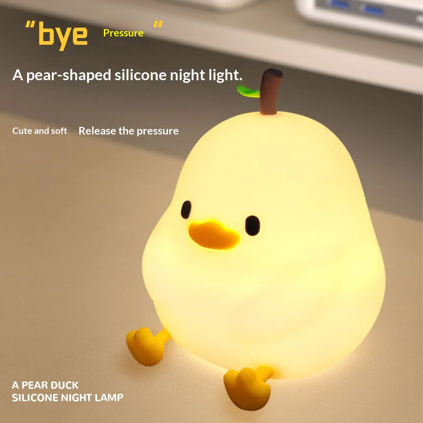New Pear-shaped Silicone Practical Soft Night Light For Girls
