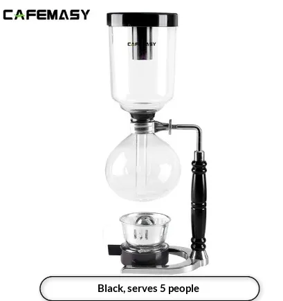 Siphon Coffee Maker Tea Pot Vacuum Coffeemaker Glass Machine Black For 5 Persons 480Ml - Shop at LoveMi