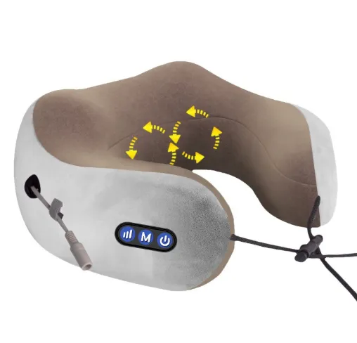 Gold U-type Massage Pillow Multi-function Shoulder Cervical Car Neck Guard - Brown 1