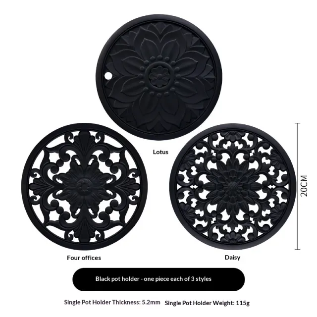 Classic Insulated Hollowed out Silicone Casserole High temperature Resistant Food Bowl Plate Mat Black - Shop at LoveMi