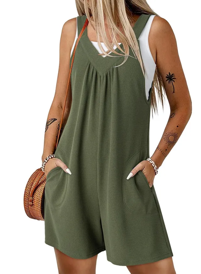 Women's Knitted Side pocket Overalls Army Green - Shop at LoveMi
