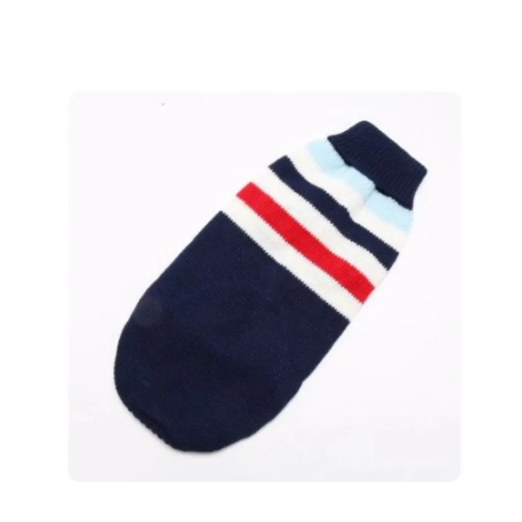 Dog Sweater, Pet Clothes, Medium To Large Breed Dogs, Golden Retriever, Labrador - Striped Navy Blue