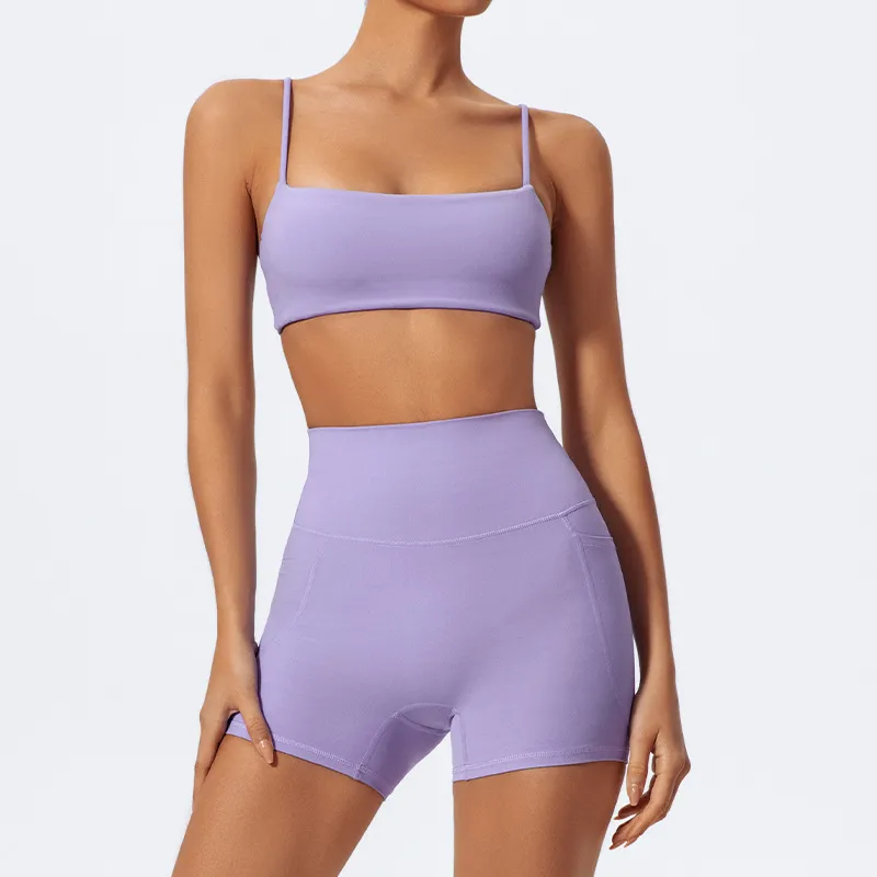 Quick-dry Yoga Suit Training Set Outdoor Running Sports Fitness Clothing - Lilac
