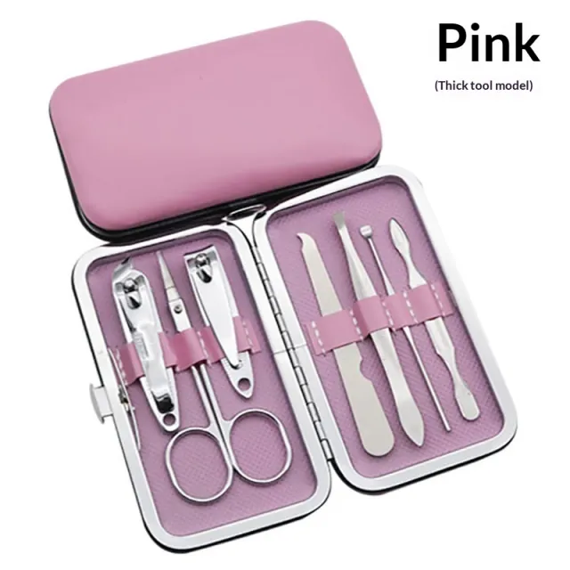 7 piece Nail Clipper Set Manicure Tools Pink Thick Tool Version - Shop at LoveMi