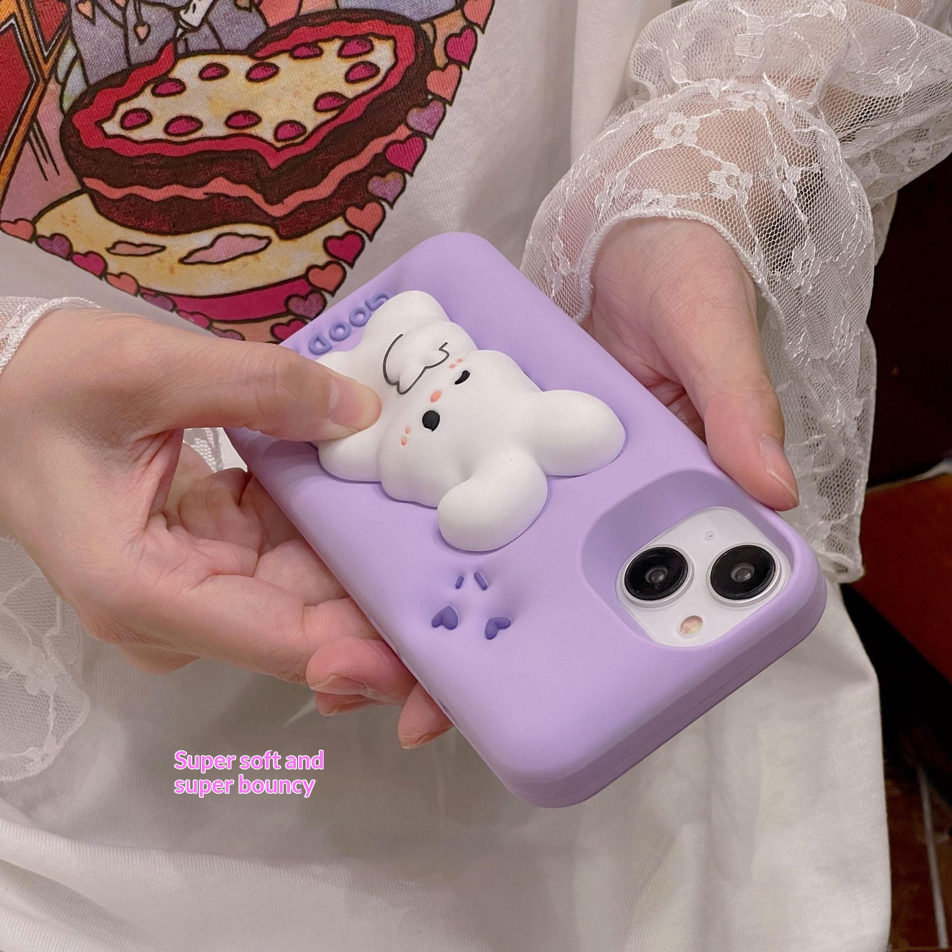 Press-and-expand Purple Bunny Silicone Soft Case - Image 4