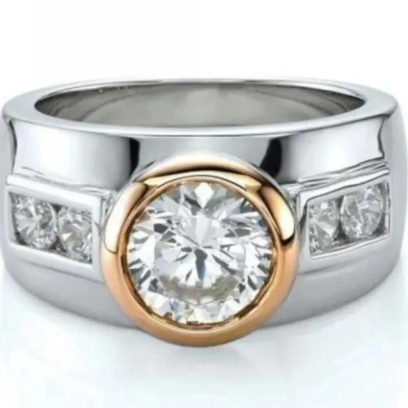 Fashionable And Bold Zircon-inlaid Ring Personalized Hip-hop Trendy Round Design - Silver