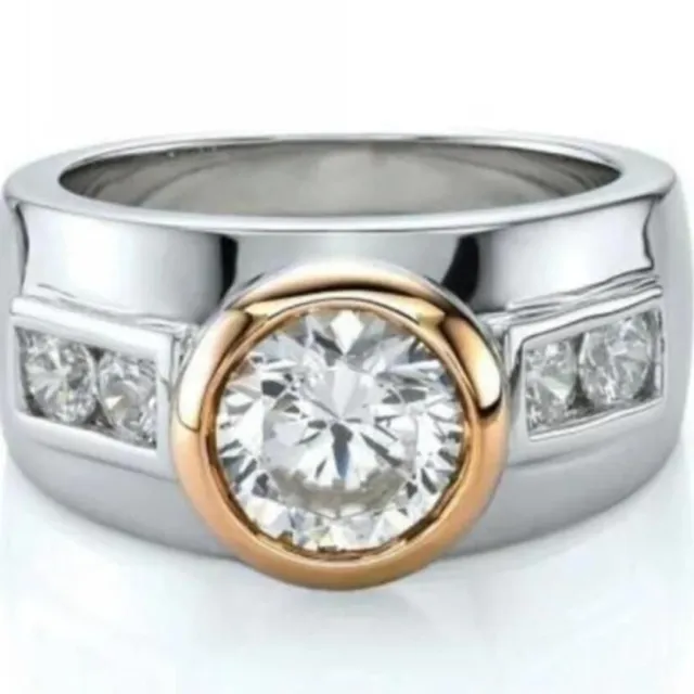 Fashionable And Bold Zircon inlaid Ring Personalized Hip hop Trendy Round Design Silver - Shop at LoveMi