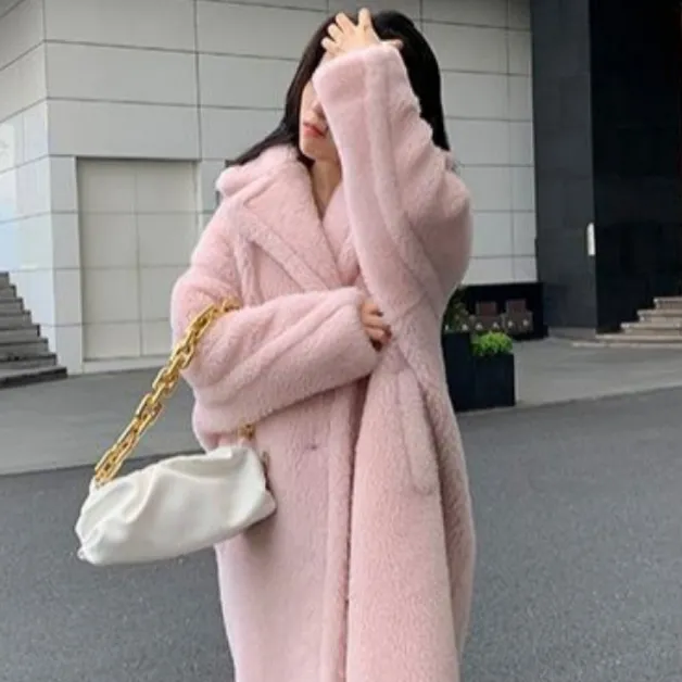 Fashionable And Stylish Faux Shearling Coat Light Pink - Shop at LoveMi