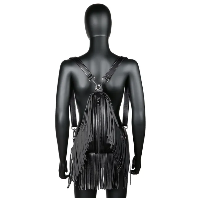 Outdoor Fashionable Tassel Backpack Wallet Black - Shop at LoveMi