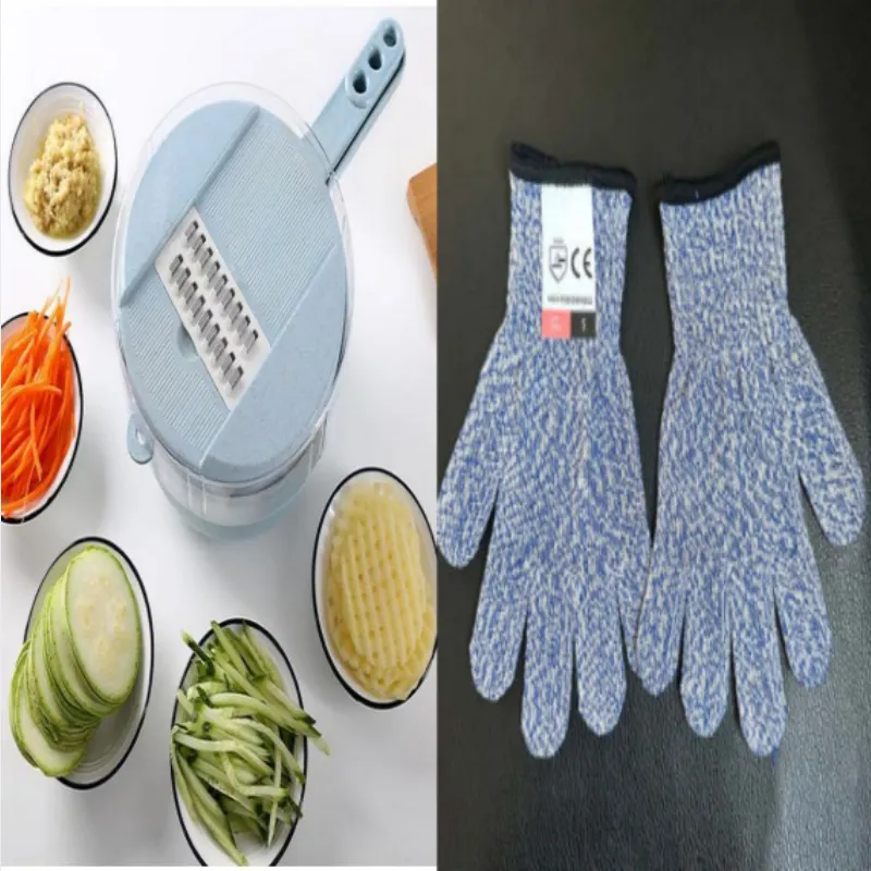 8 In 1 Mandoline Slicer Vegetable Slicer Potato Peeler Carrot Onion Grater With Strainer Vegetable Cutter Kitchen Accessories - Blue