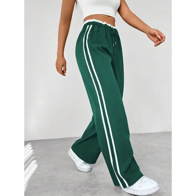 European And American Black Sports Straight Pants Leisure Commute